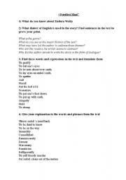 English worksheet: TASKS Petrified Man by Eudora Welty