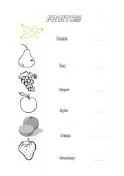English Worksheet: Fruits 