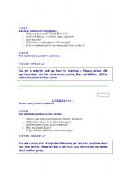 English worksheet: Oral exercises to do in pairs-giving special situations