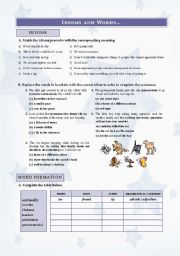 English Worksheet: IDIOMS AND WORDS