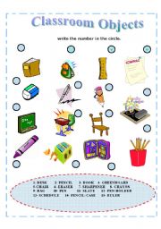 English Worksheet: Vocabulary : Classroom Objects