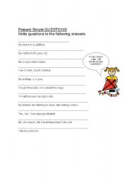 English worksheet: Ask me questions