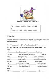 English Worksheet: first conditional