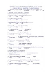 English Worksheet: ALSO, EITHER, TOO, CONDITIONAL AND FUTURE