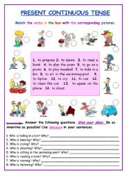 English Worksheet: PRESENT CONTINUOUS TENSE