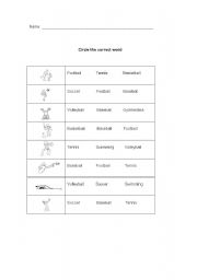 English worksheet: Sports