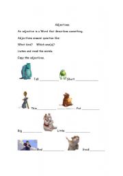 English worksheet: Adjectives