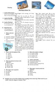 English Worksheet: my school trip