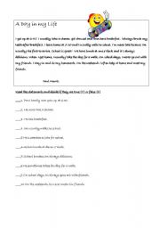 English Worksheet: A day in my life