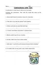 English worksheet: Contractions with 