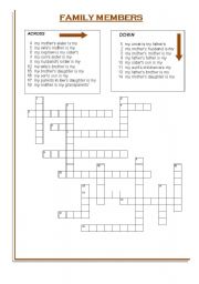 FAMILY MEMBERS CROSSWORD