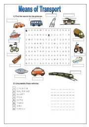 English Worksheet: Means of Transport