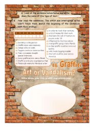 English Worksheet: Graffiti: ART or VANDALISM? Pre-Reading activity