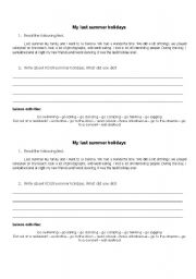 English Worksheet: My last summer holidays