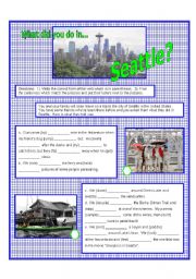 English Worksheet: Seattle-past tense (color)