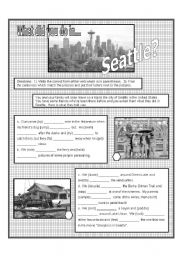 English Worksheet: Seattle-past tense (grayscale)