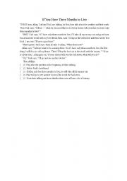 English Worksheet: if you have only three months to live