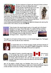 English Worksheet: Text about Canada