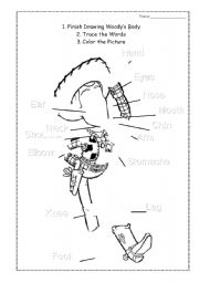 Body Parts Drawing and Coloring Worksheet