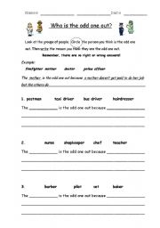 English worksheet: Who is the Odd One Out? - Jobs