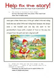 Fix The Story - Punctuation Exercise using Little Red Riding Hood