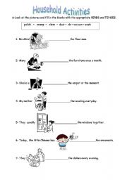 English Worksheet: household activities