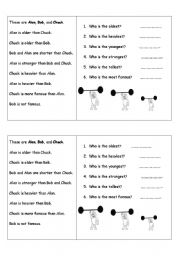 English worksheet: superlatives for two sts