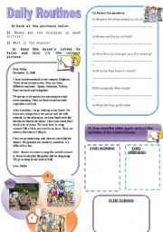 English Worksheet: daily routines