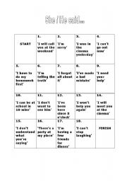 English Worksheet: reported speech board game B&W