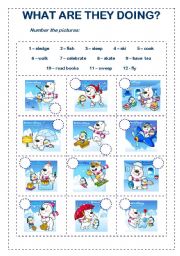 English Worksheet: What are they doing?