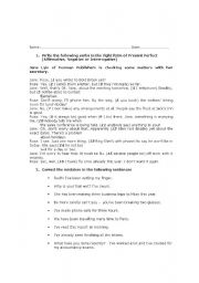 English Worksheet: Test for Present Perfect Present Perfect Continuous