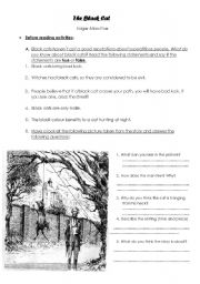 English Worksheet: The Black cat pre-reading activity