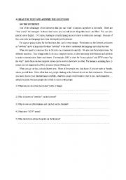 English worksheet: READING