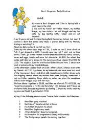 English Worksheet: Bart Simpsons daily routine