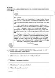 English Worksheet: READING