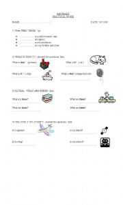 English Worksheet: test for yong children singular and plural