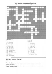 English worksheet: The house (Fr En) Crosswords + other exercices