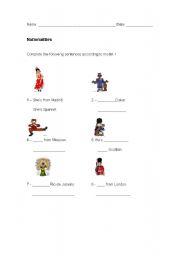 English worksheet: Nationalities