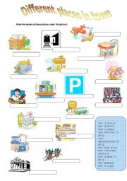English Worksheet: Places in town + some jobs