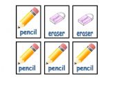 English worksheet: School Supply Game Cards