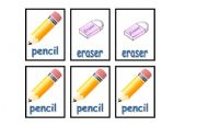 English Worksheet: School Supply Game Cards