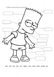 English Worksheet: Bart Simpson body.