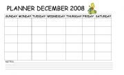 English Worksheet: MONTH PLANNER