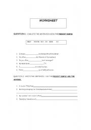 English worksheet: Worksheet Present Simple and Adverbs of Frequency