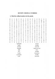 English worksheet: Review-ordinal numbers