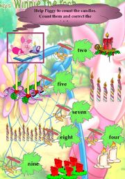 English worksheet: Help Piggy to count the candles.