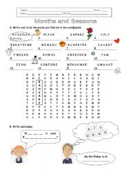 English Worksheet: Months and seasons