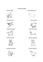 English worksheet: Color the Animal
