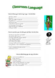 English worksheet: Classroom Language