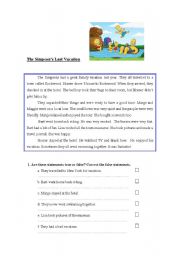 English Worksheet: Past Simple- The Simpsons Last Vacation
